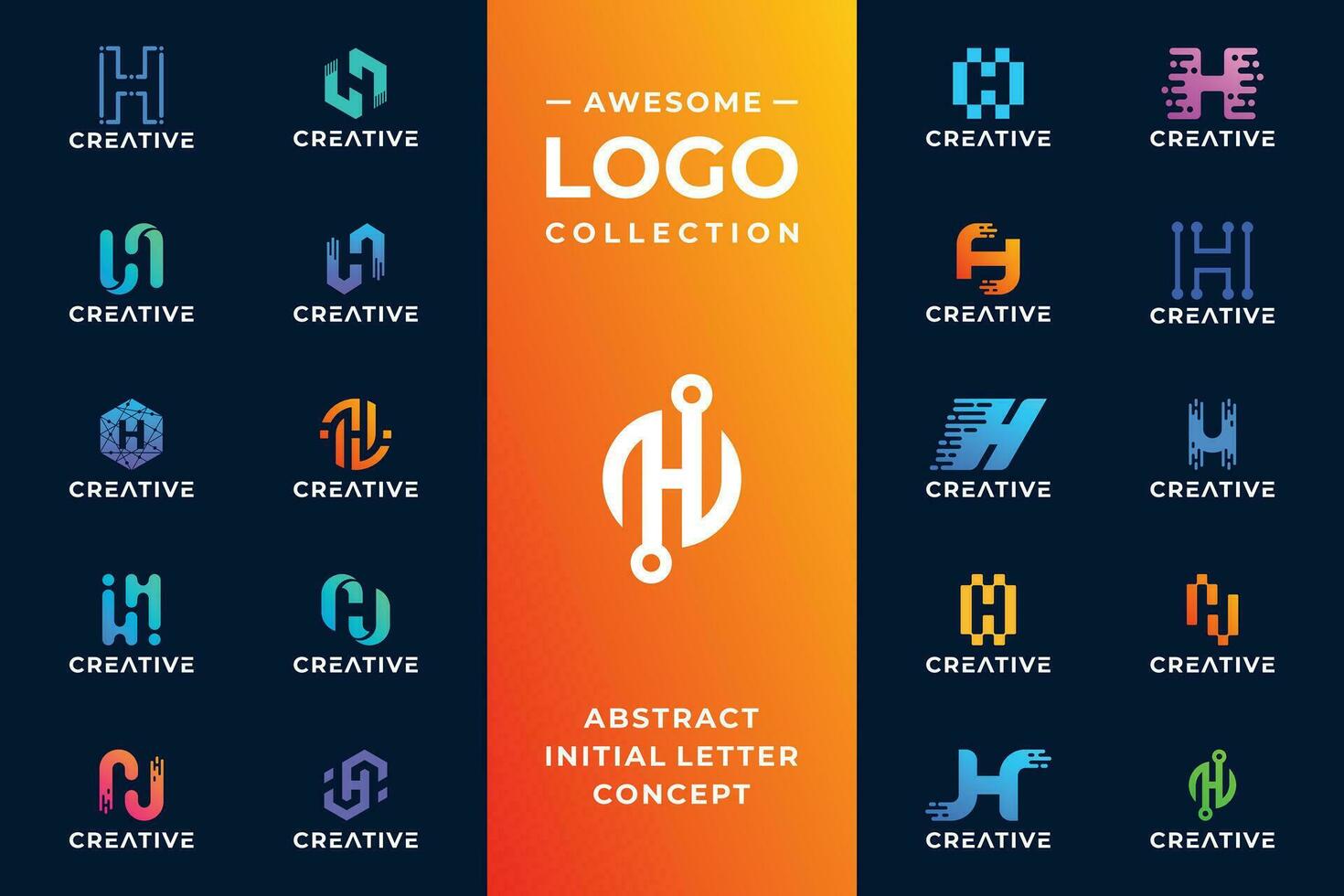 Initial letter H modern digital dot connection logo design for technology. vector
