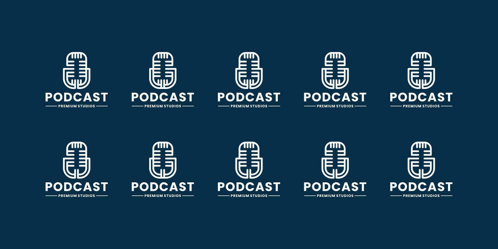 podcast studio record logo design collections vector