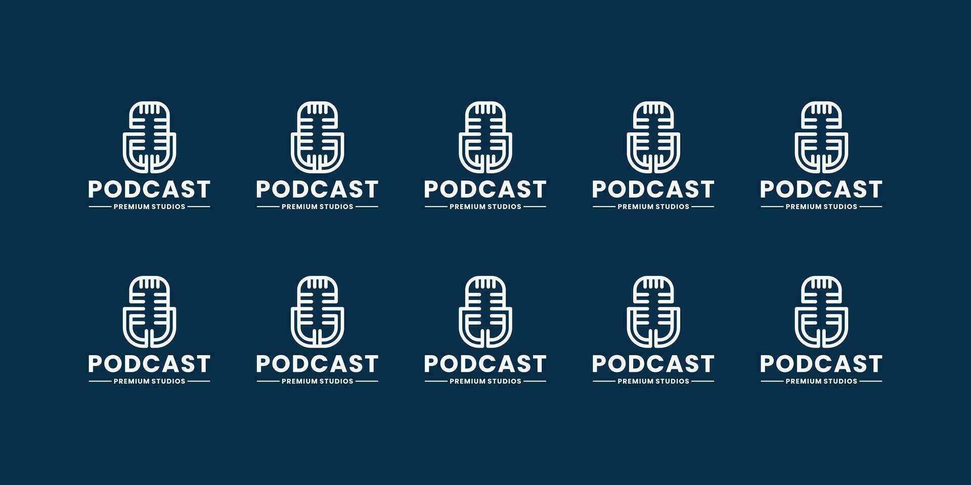 podcast studio record logo design collections vector