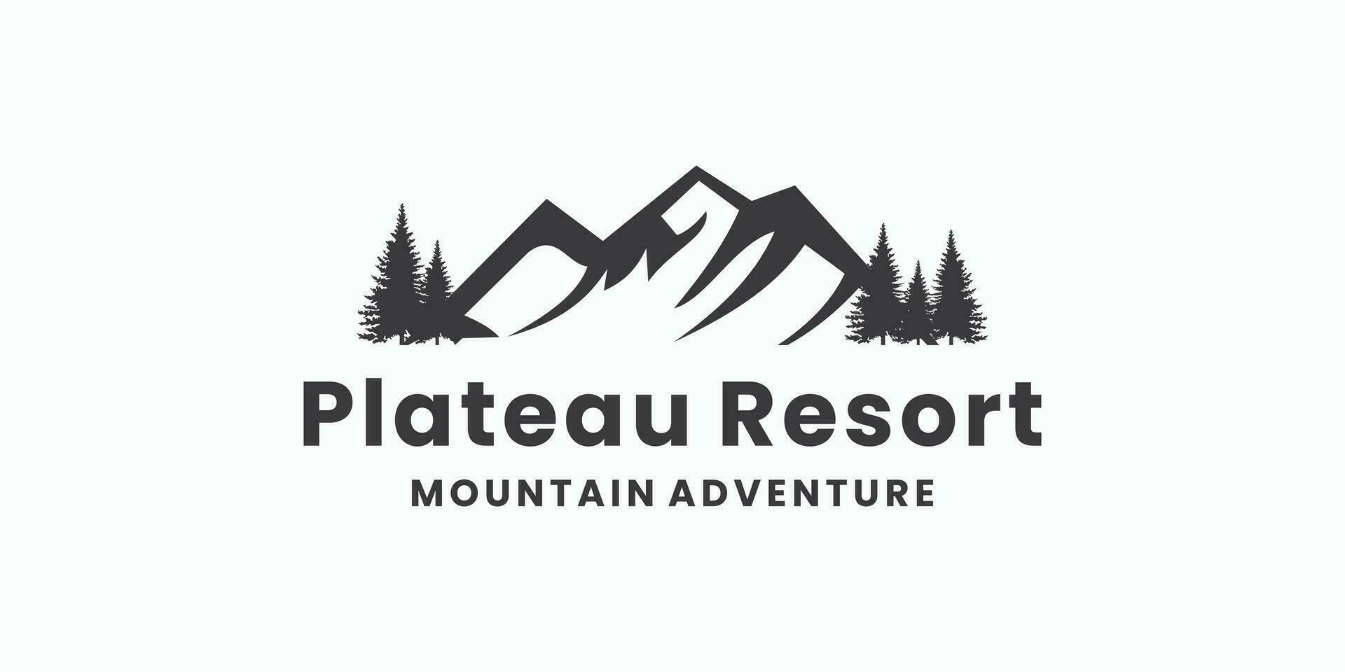 mountain adventure, plateau resort, logo design symbol vector