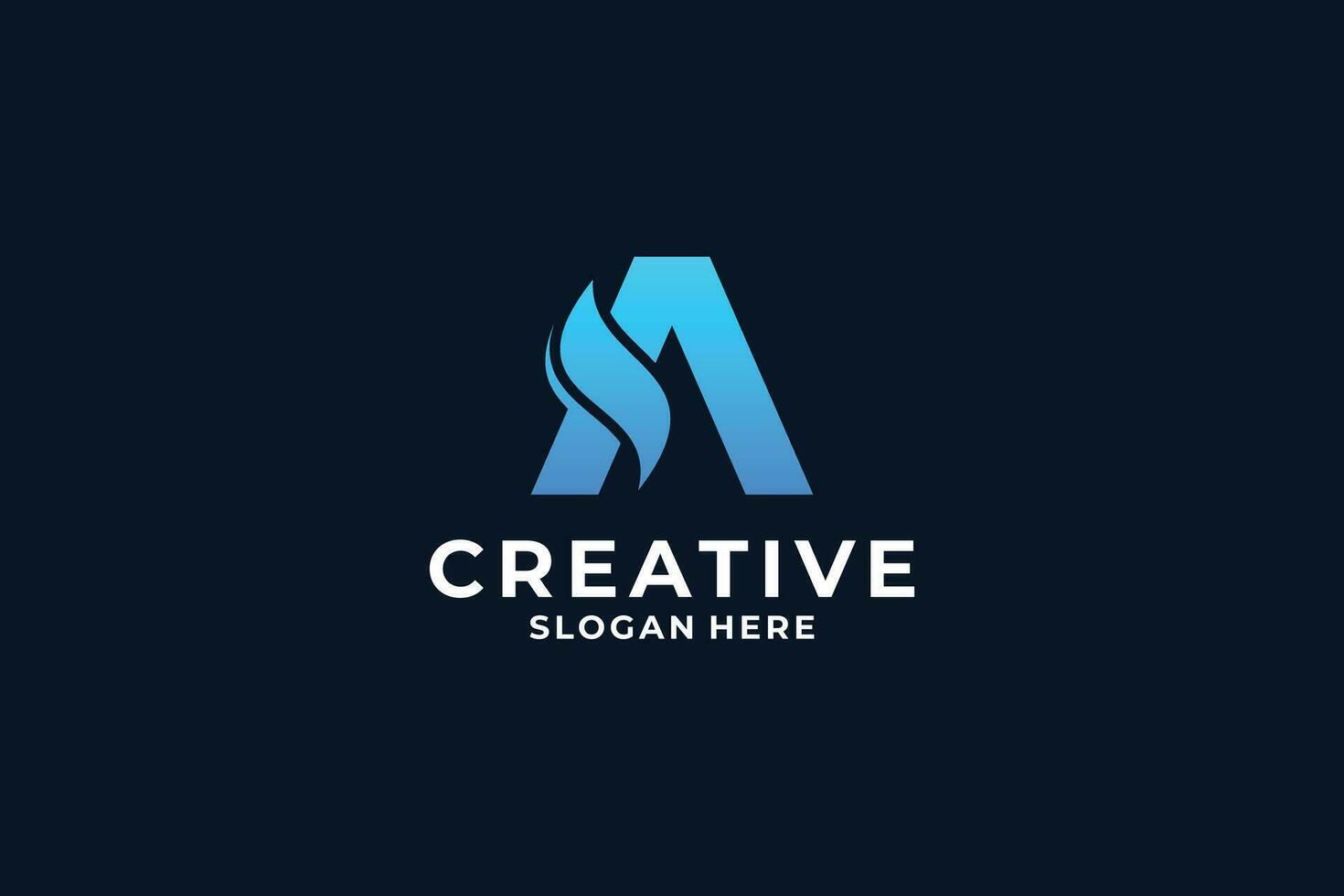 Creative Letter A logo design with creative triangle concept. vector