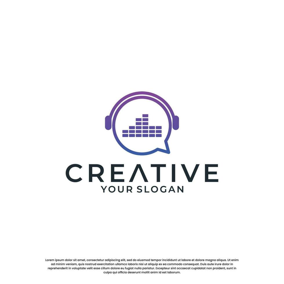 modern music chat logo design creative. bubble chat with pulse music combination vector