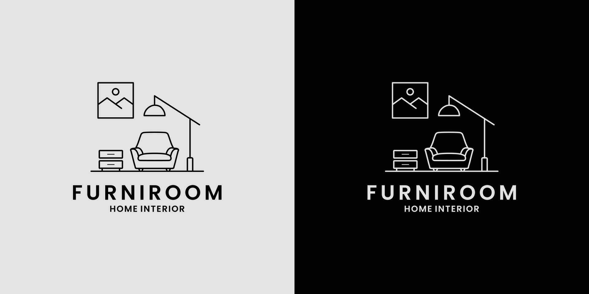 home interior furniture logo design for home property, real estate, residence vector