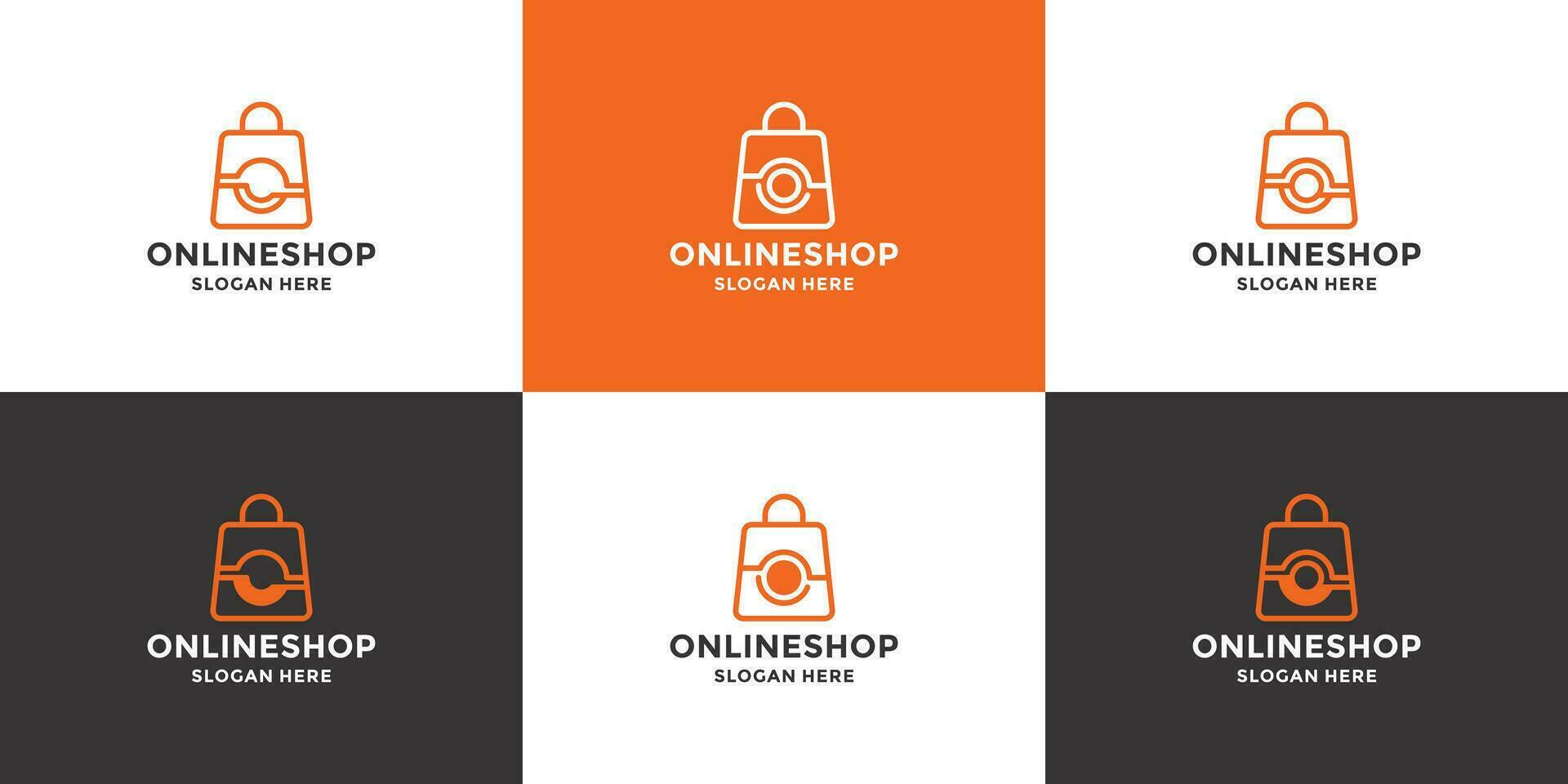 set of online shop logo design collection combine with letter O vector