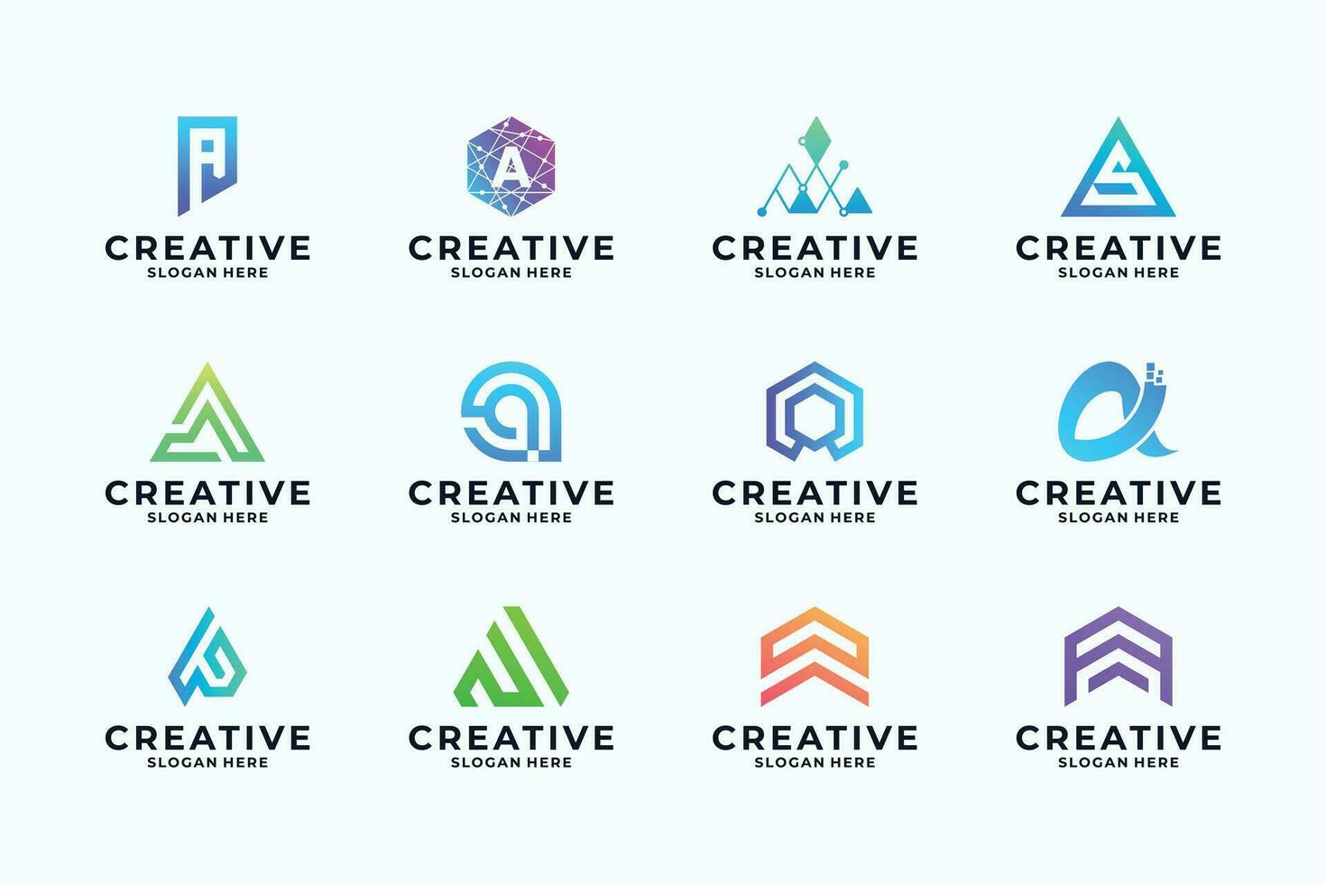 Abstract  symbol with letter A logo design collection. vector