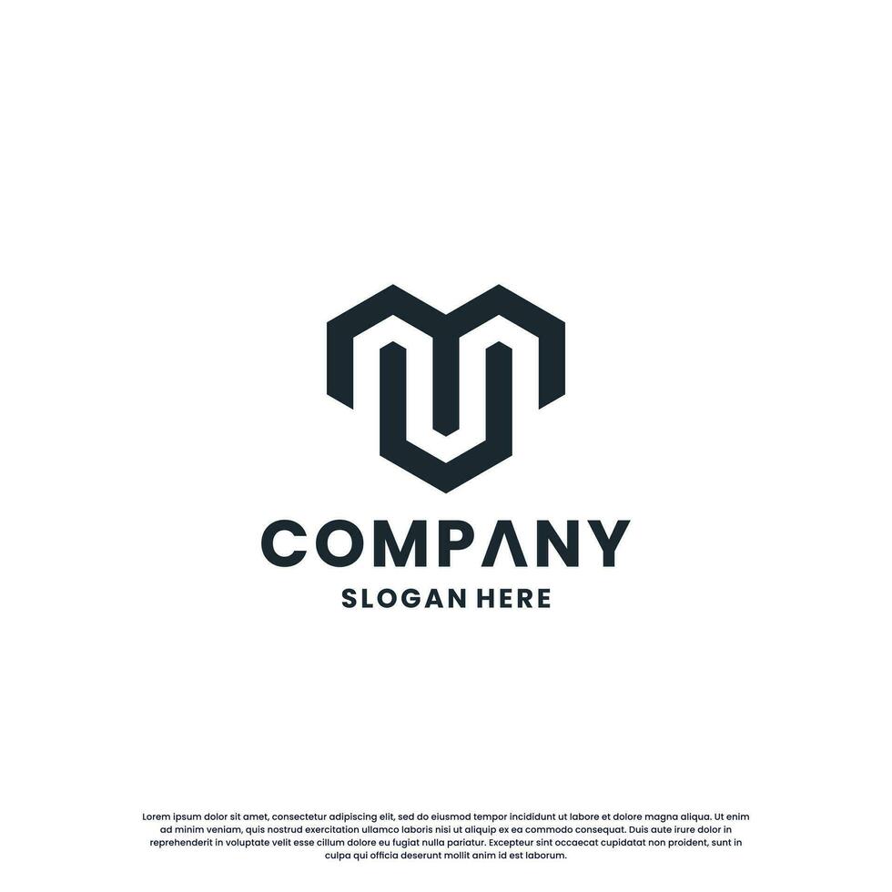 creative initial M V , M U logo design monogram for your business vector