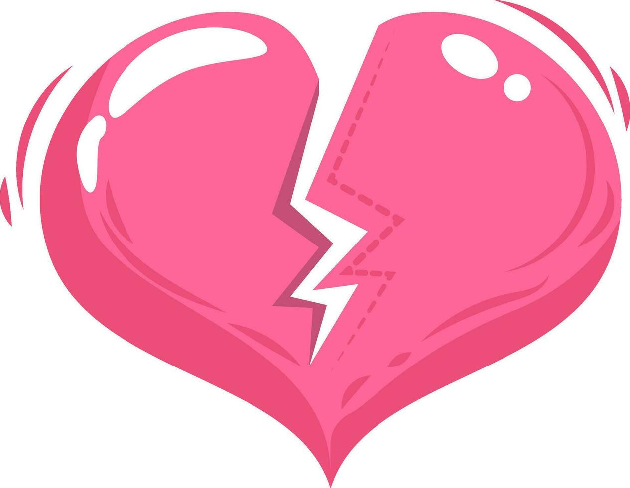 pink broken heart with band aid vector