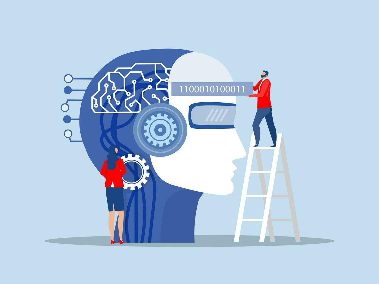 Artificial Intelligence concept ,artificial intelligence technology futuristic, AI, with brain Machine future cooperation vector illustrator