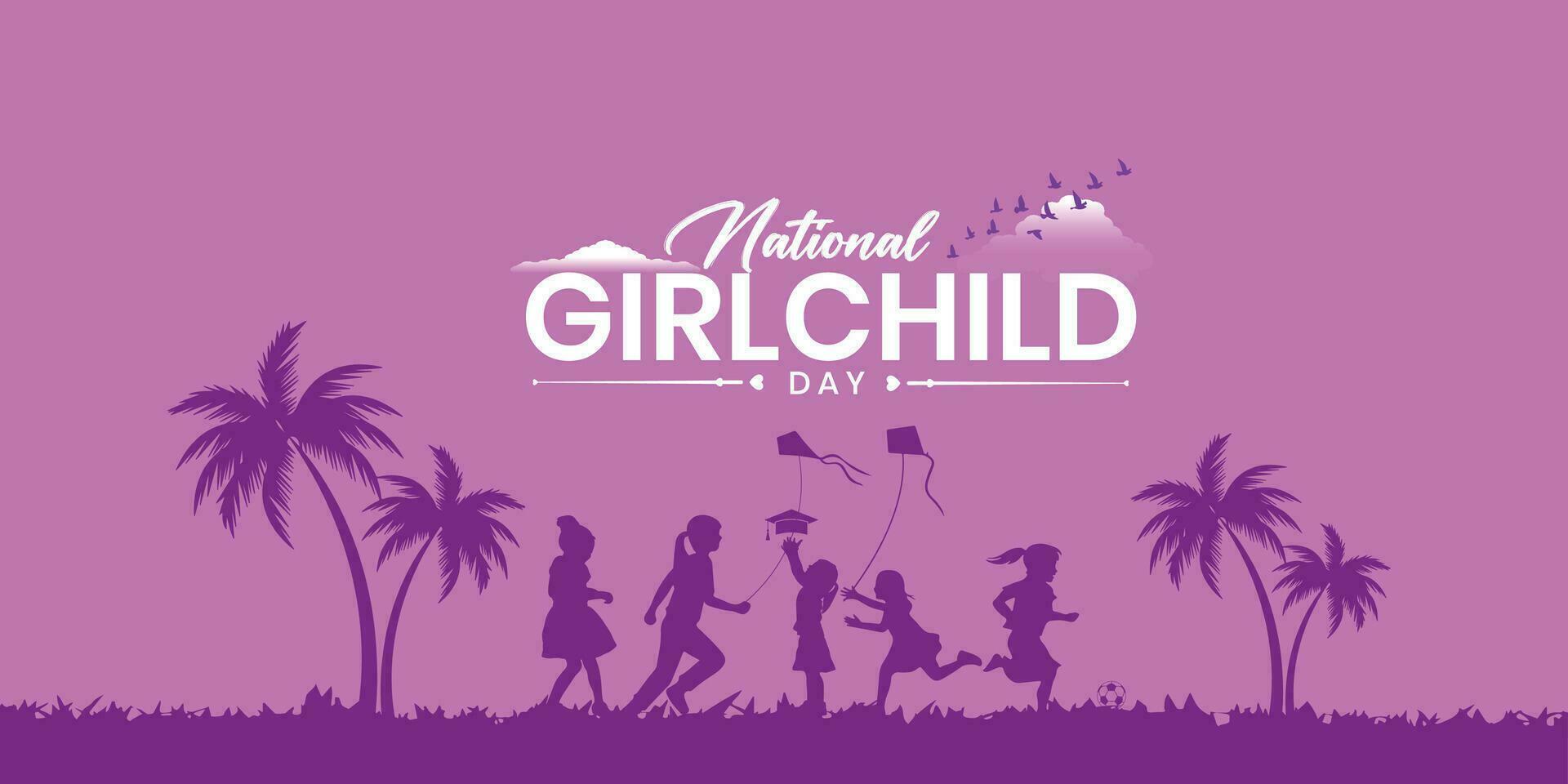 International Day of the Girl Child. 11 October - International Day of the Girl Child. International Children's Day Greeting Card. Editable vector illustration daughter, girl.