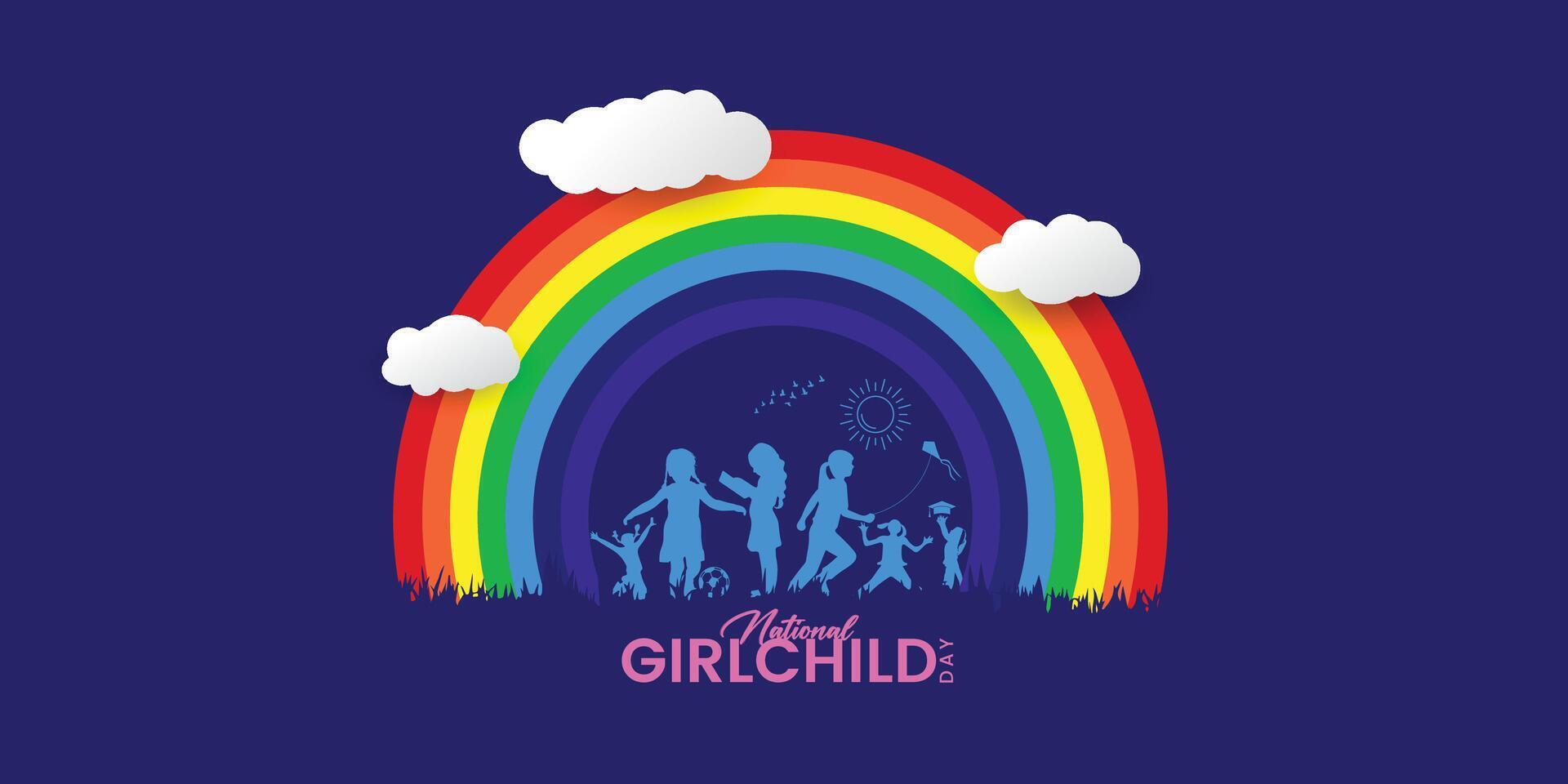 International Day of the Girl Child. 11 October - International Day of the Girl Child. International Children's Day Greeting Card. Editable vector illustration daughter, girl.