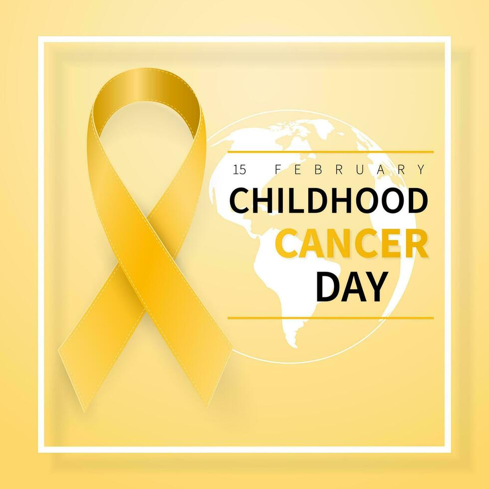 Childhood cancer day symbol, 15 february. Yellow Ribbon symbol. Medical Design. Vector illustration