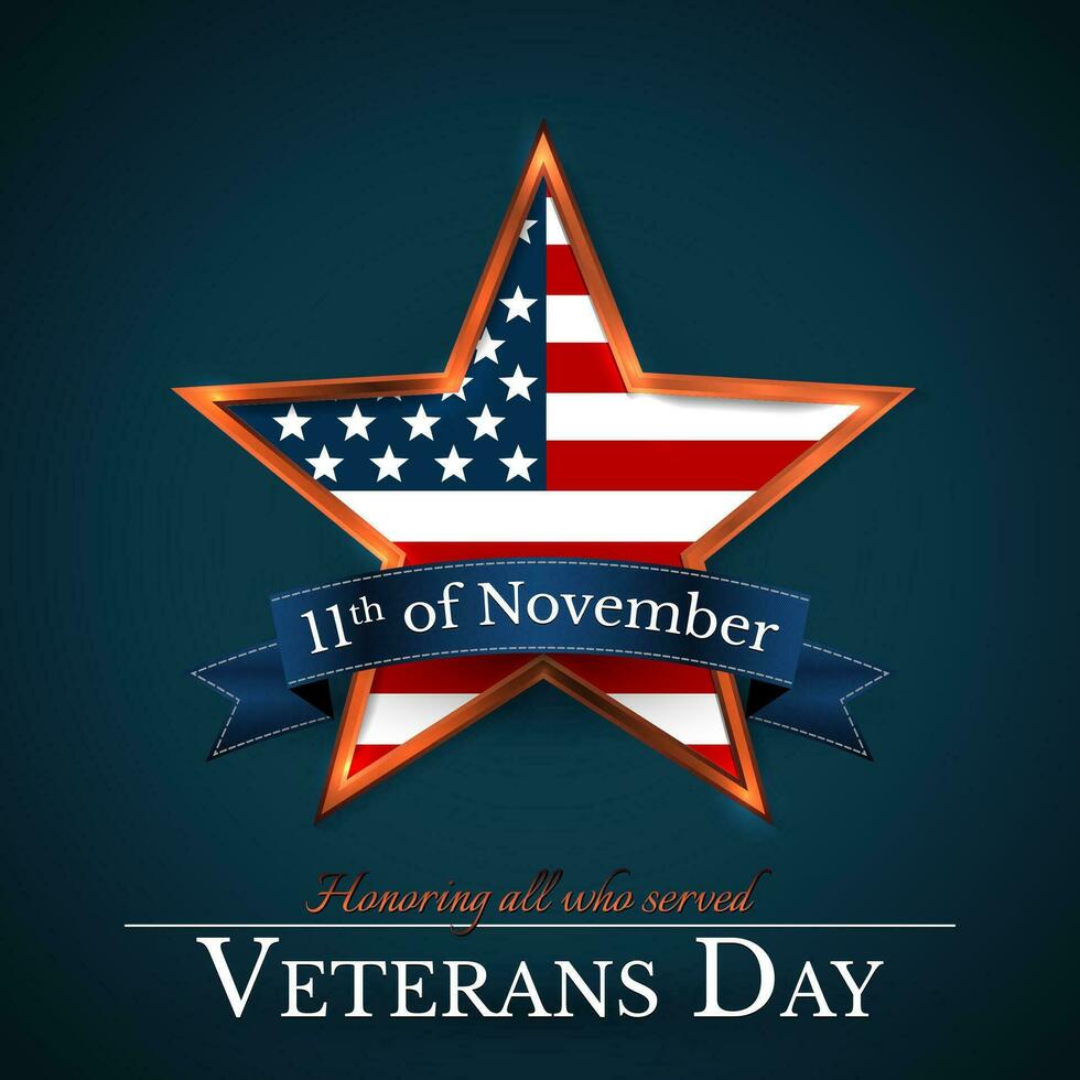 veteranos día de Estados Unidos con estrella en nacional bandera colores americano bandera. honrando todas quien servido. vector ilustración