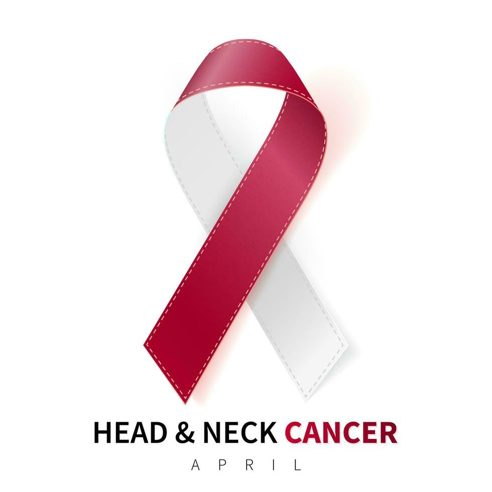 cabeza y cuello cáncer conciencia mes. realista borgoña Marfil cinta símbolo. médico diseño. vector ilustración