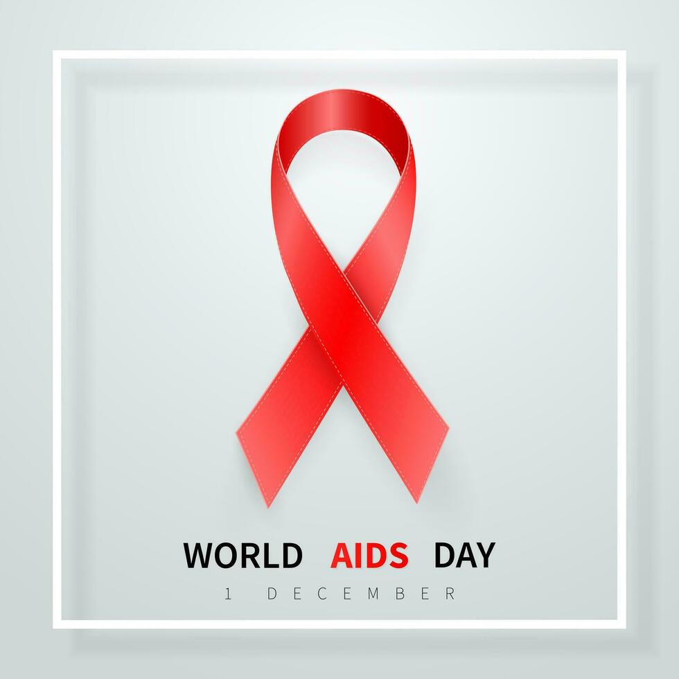 World aids day symbol, 1 december. Realistic red ribbon symbol. Medical Design. Vector illustration