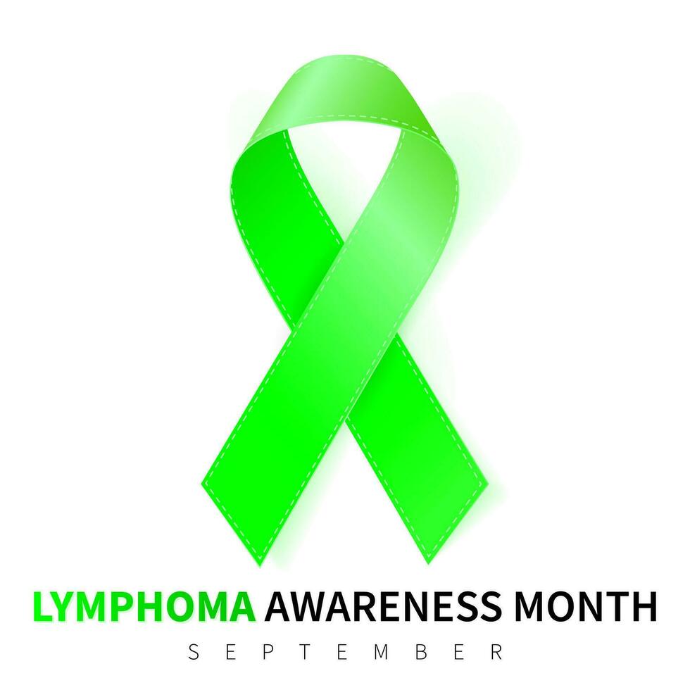 Lymphoma Awareness Month. Realistic Lime Green ribbon symbol. Medical Design. Vector illustration