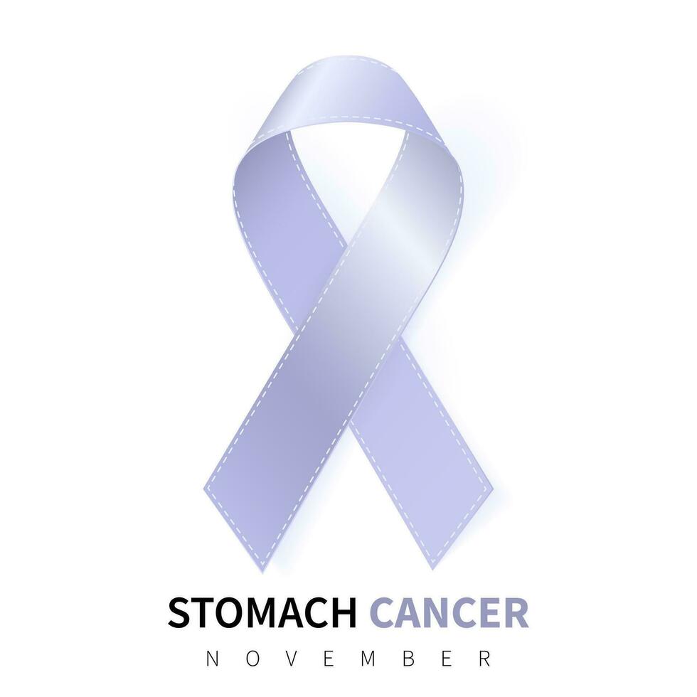 Stomach Cancer Awareness Month. Realistic Periwinkle ribbon symbol. Medical Design. Vector illustration