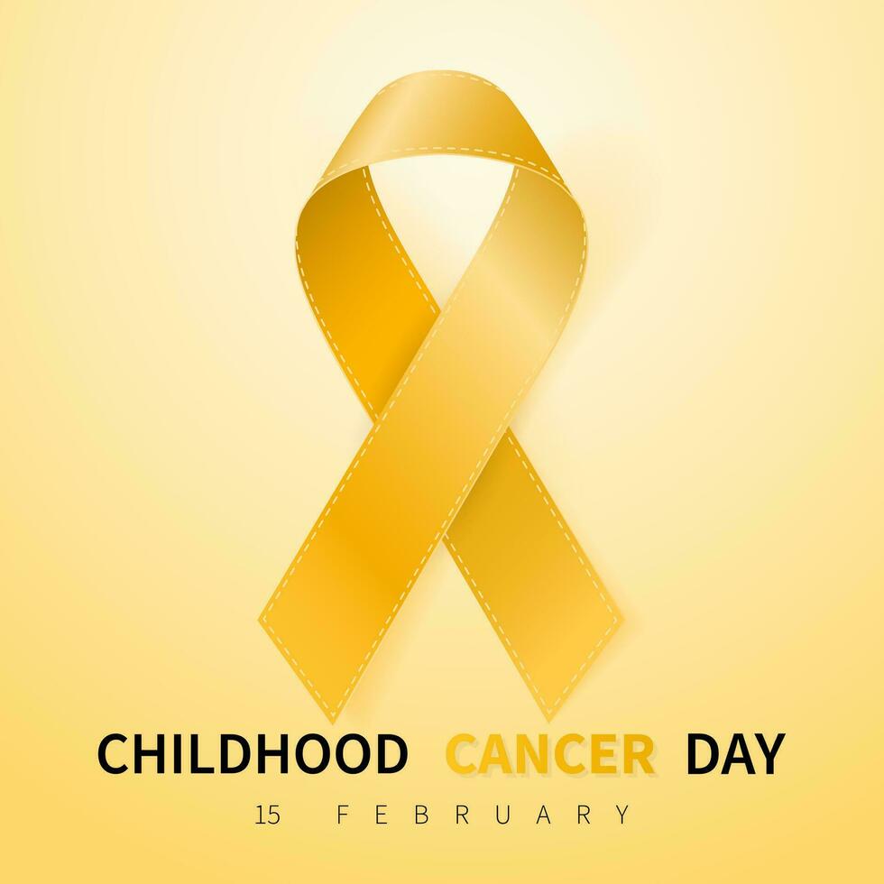 Childhood cancer day symbol, 15 february. Yellow Ribbon symbol. Medical Design. Vector illustration