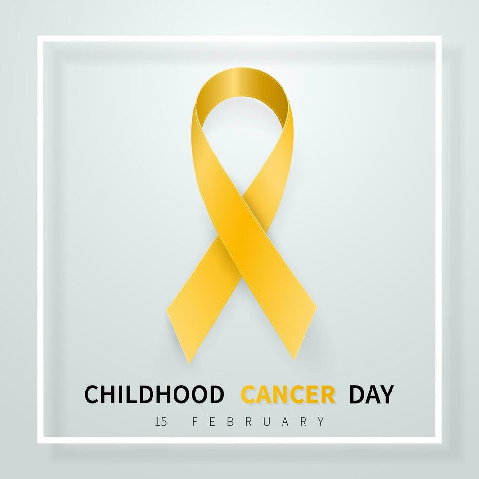 Childhood cancer day symbol, 15 february. Yellow Ribbon symbol. Medical Design. Vector illustration