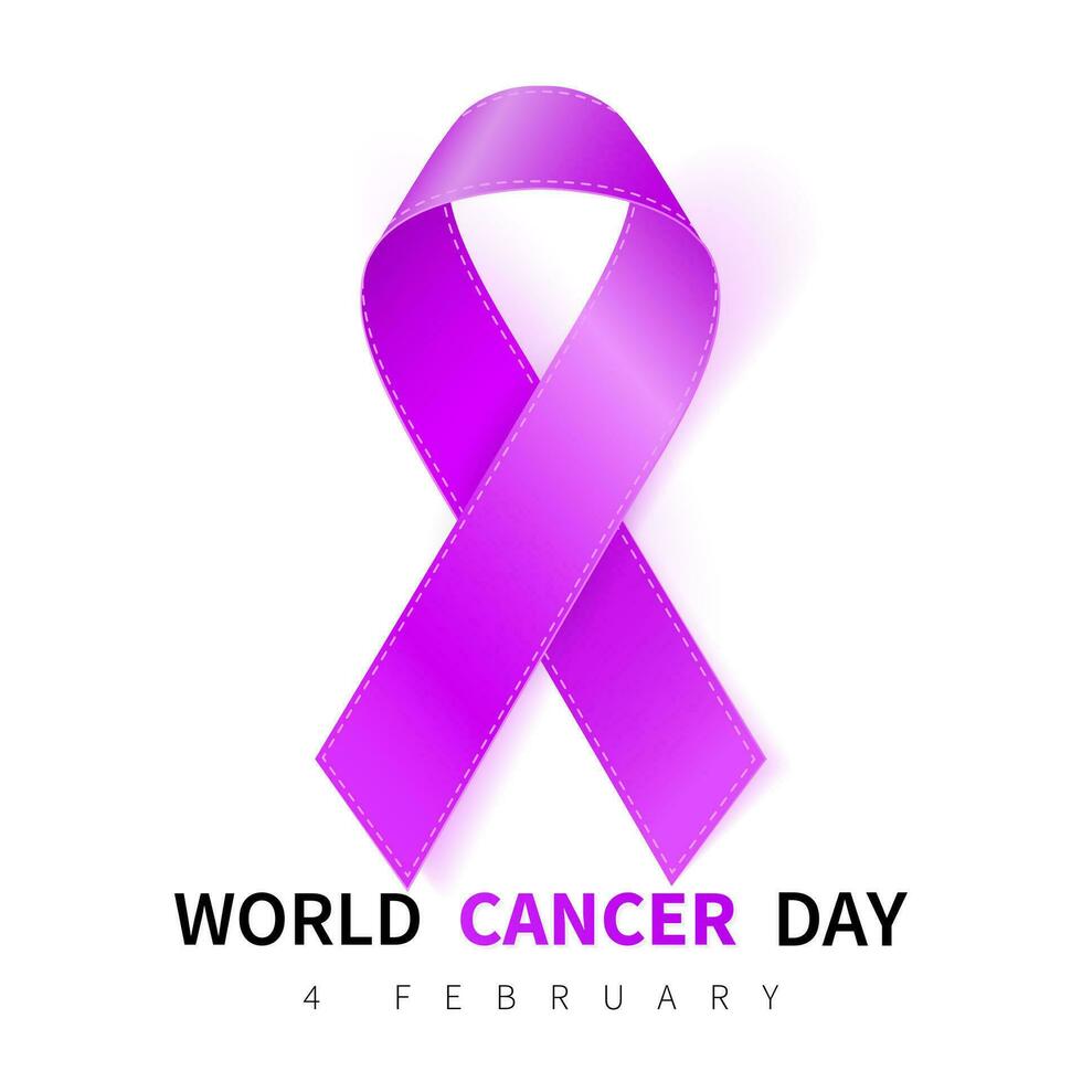mundo cáncer día símbolo, 4 4 febrero. cinta símbolo. médico diseño. vector ilustración