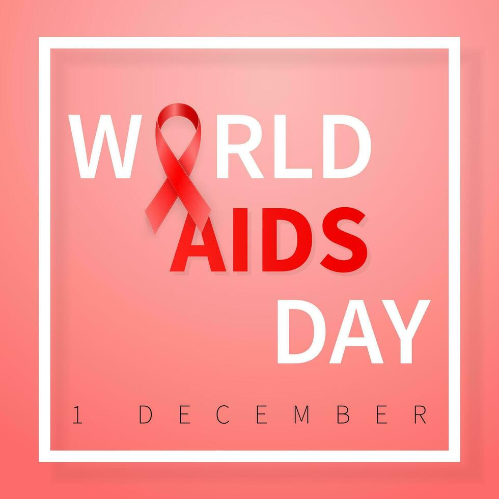 mundo SIDA día símbolo, 1 diciembre. realista rojo cinta símbolo. médico diseño. vector ilustración