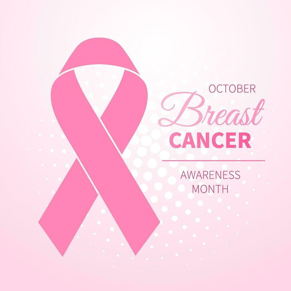 October breast cancer awareness month in. Realistic pink ribbon symbol. Medical Design. Vector illustration
