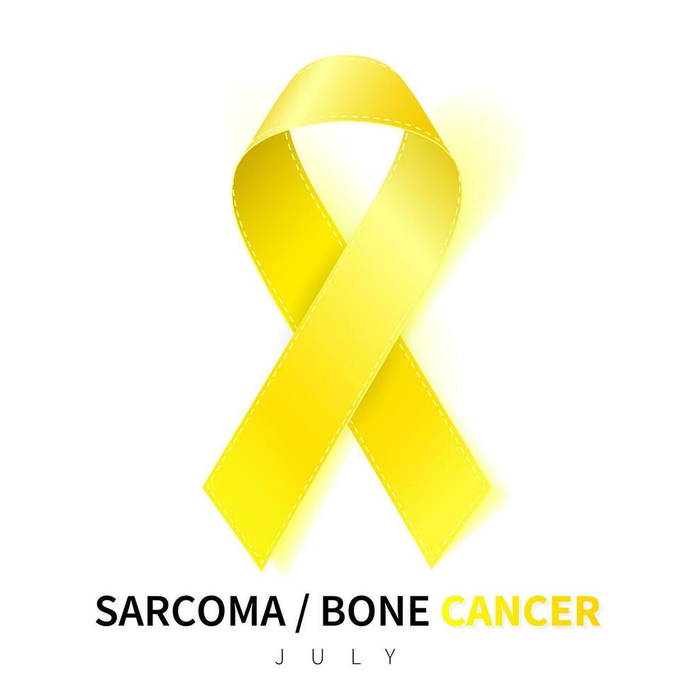 Sarcoma Awareness Week. Realistic Yellow ribbon symbol. Medical Design. Vector illustration