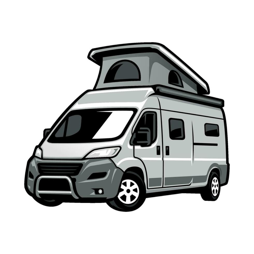Campervan - camping and travel car illustration vector