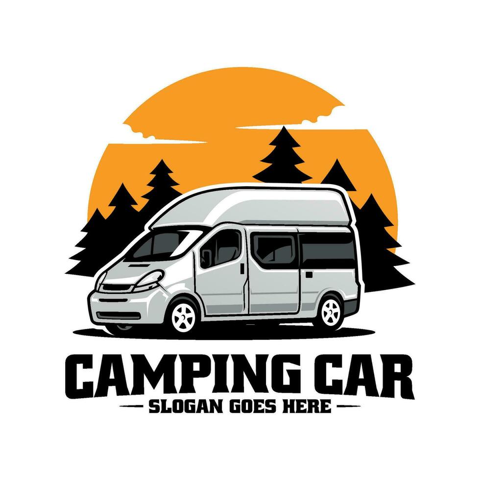 Campervan - camping and travel car illustration vector