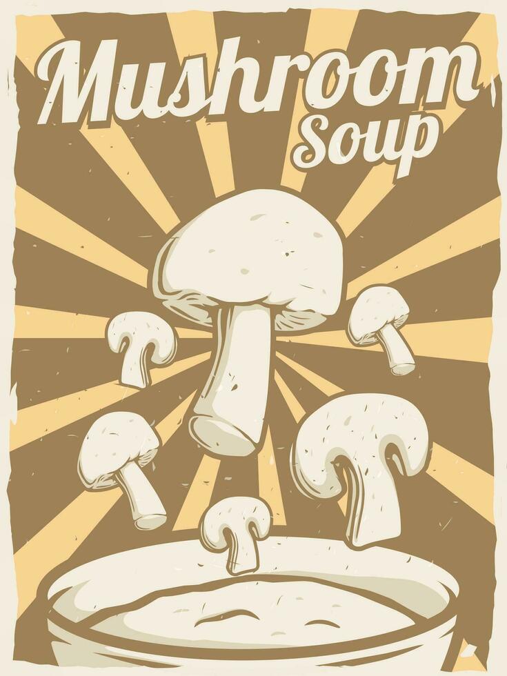 mushroom soup menu poster design vector