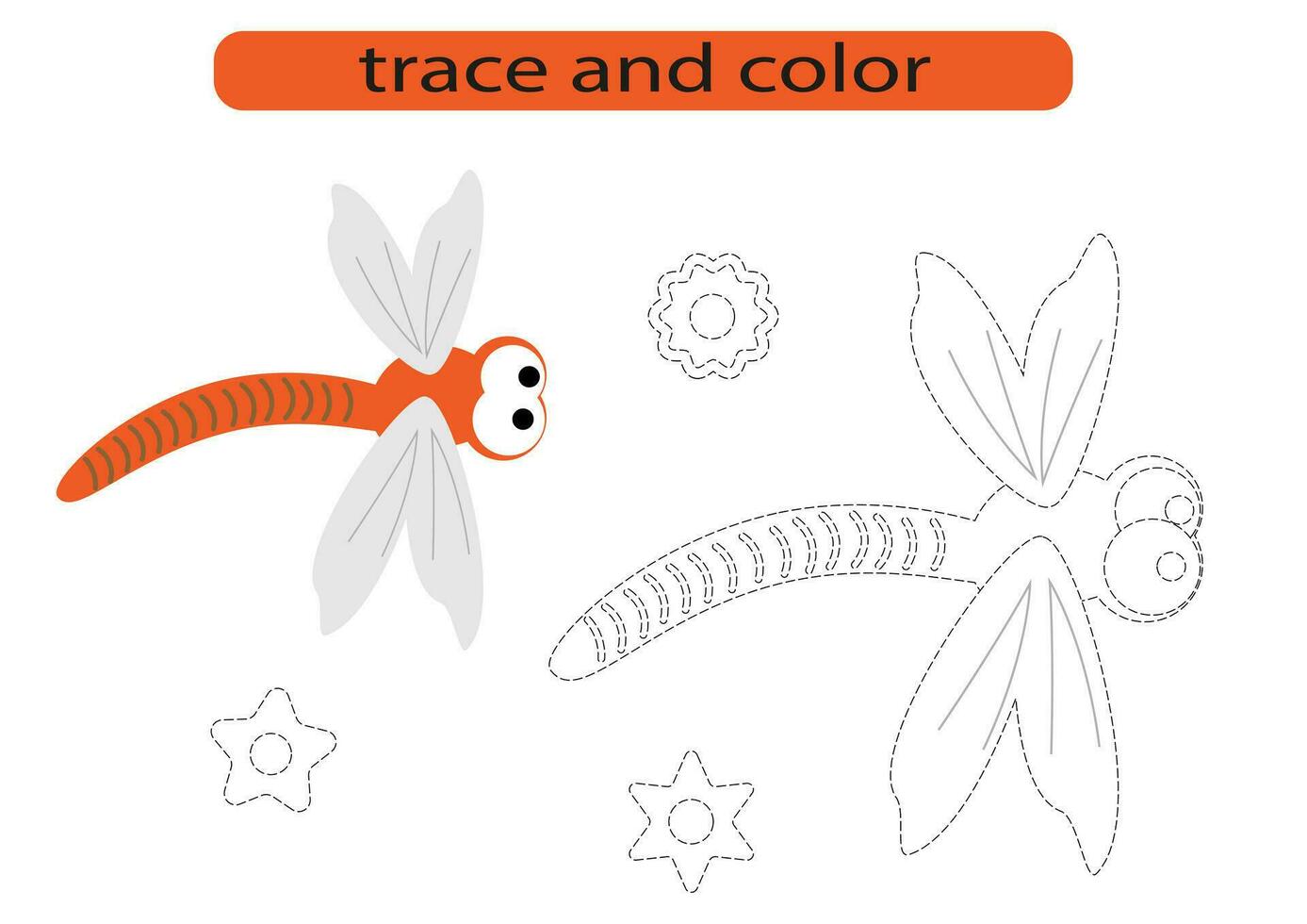 rastro y color.traza y color para preescolares.escritura a mano práctica para niños. vector