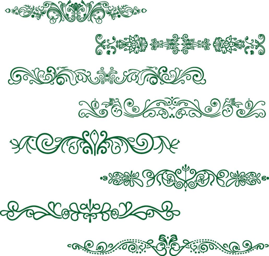 Text Frame thin line floral set. Outline border sign ornament kit. vector