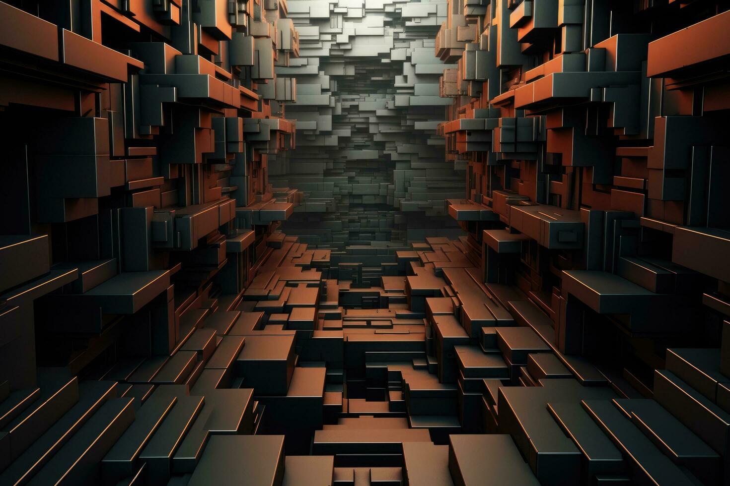 AI generated Abstract 3d rendering of chaotic cubes. Futuristic background design, 3D abstract industrial background, AI Generated photo