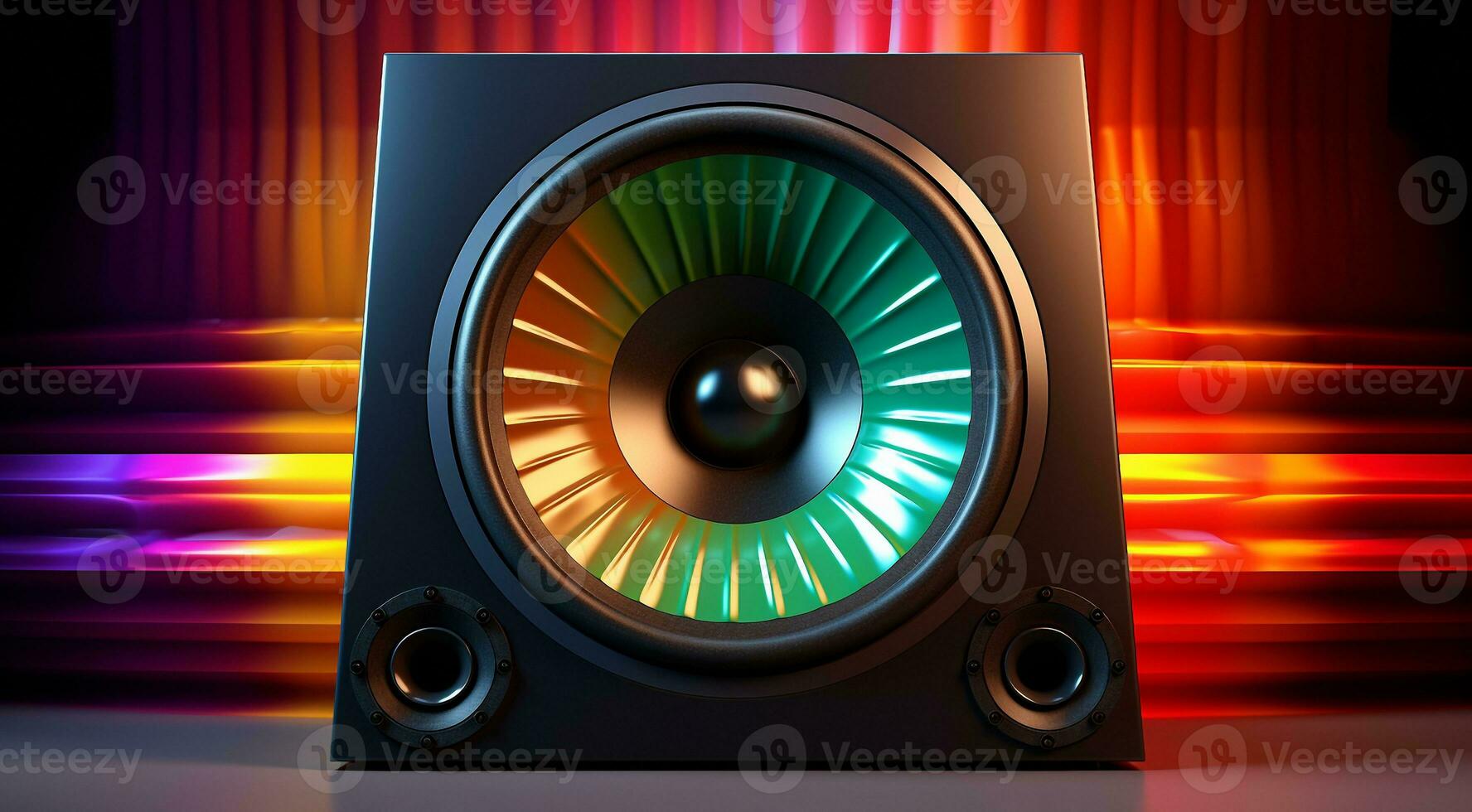 AI generated super power speaker on abstract background, speaker on colored background, graphic designed speaker on colorful background, designed speaker photo