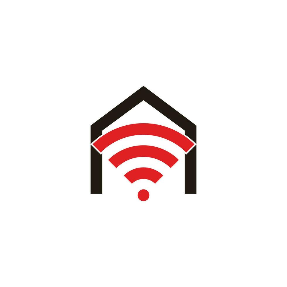 casa señal Wifi rebanada diseño logo vector