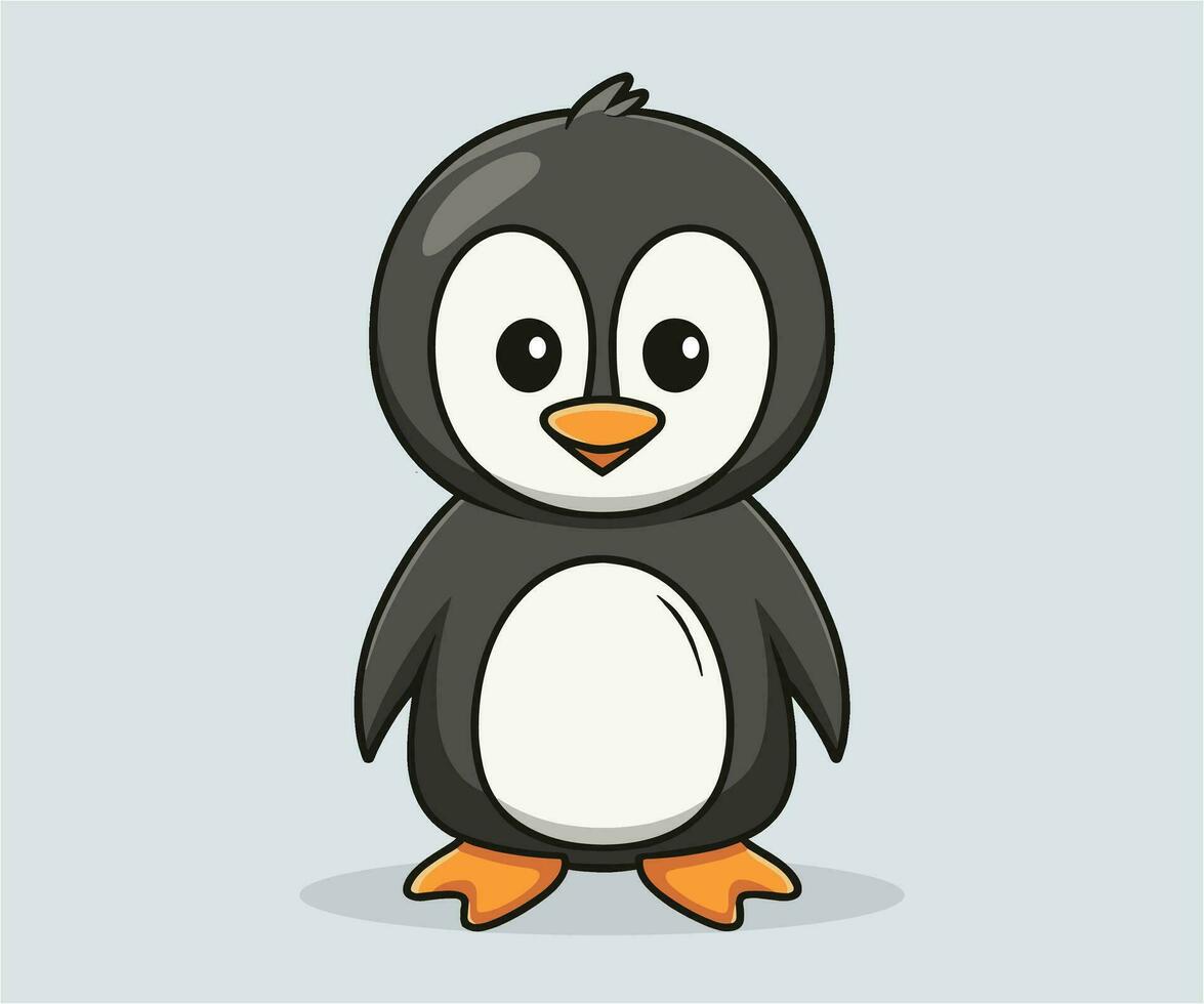 vector linda pingüino ilustración, dibujos animados plano aislado