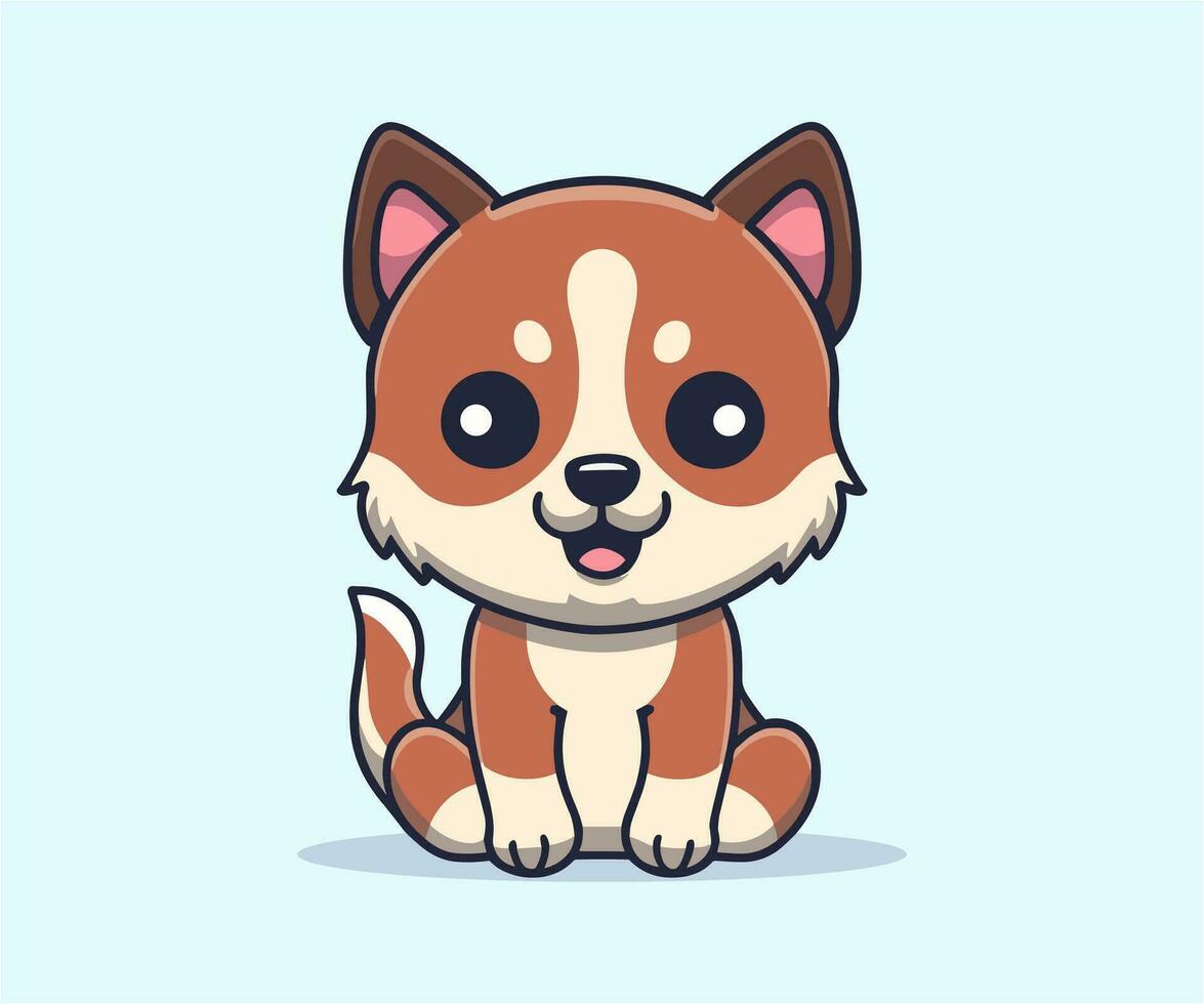 vector cute dog illustration, cartoon flat isolated