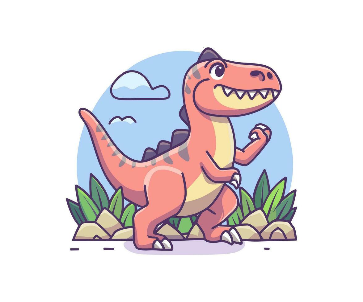 vector cute dinosaur illustration, cartoon flat isolated