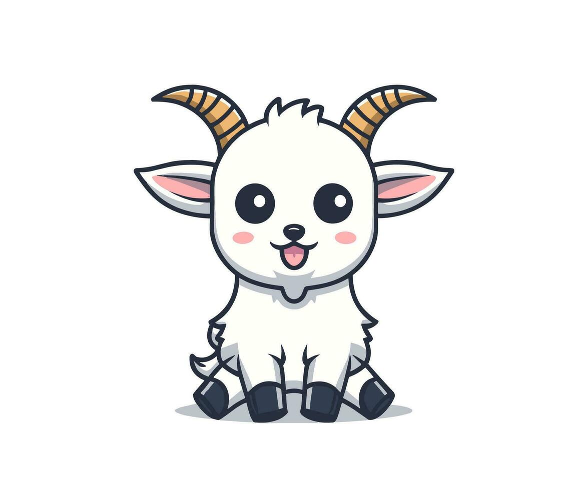 vector cute goat illustration, cartoon flat isolated