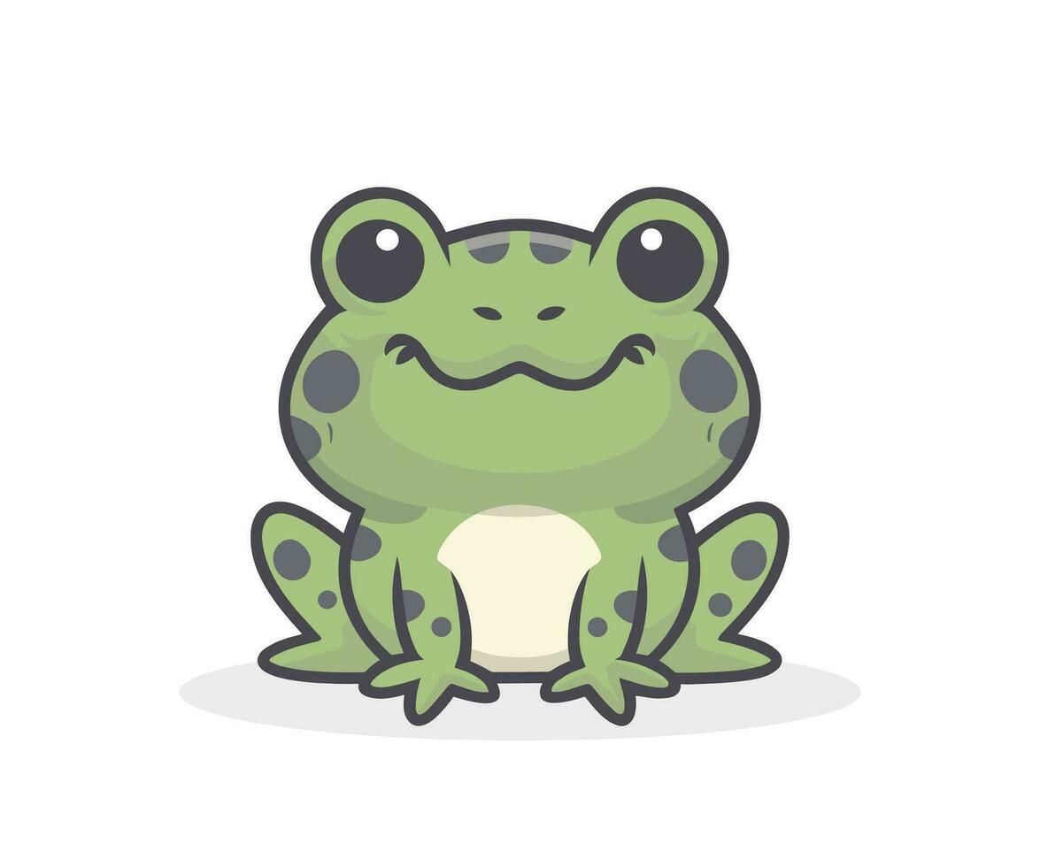 vector cute frog illustration, cartoon flat isolated