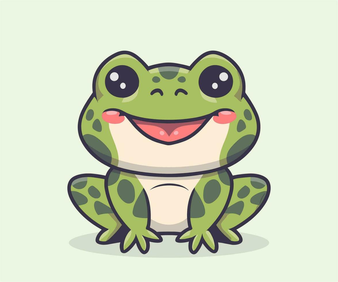 vector cute frog illustration, cartoon flat isolated