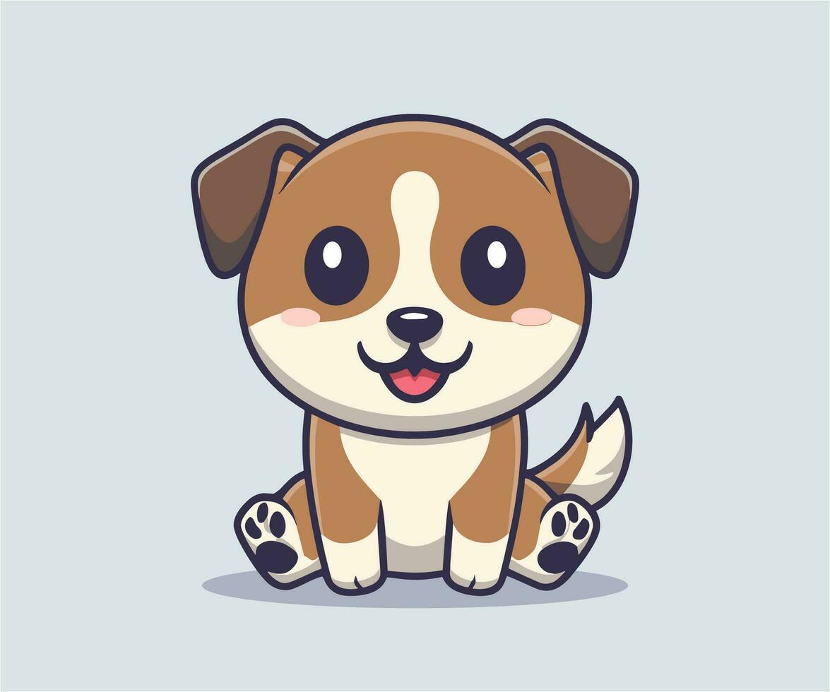 vector cute dog illustration, cartoon flat isolated