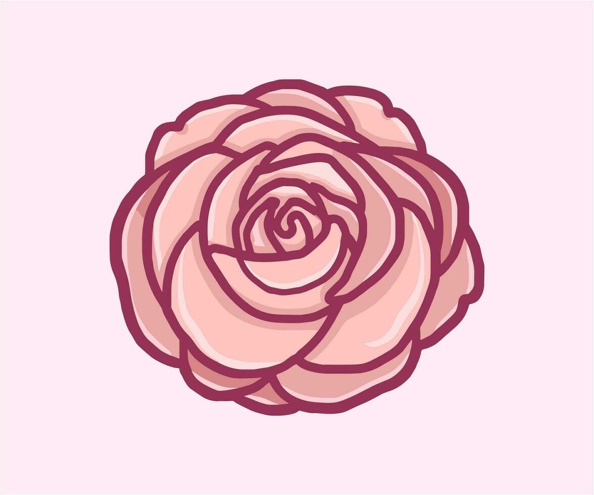 vector cute rose illustration, cartoon flat isolated