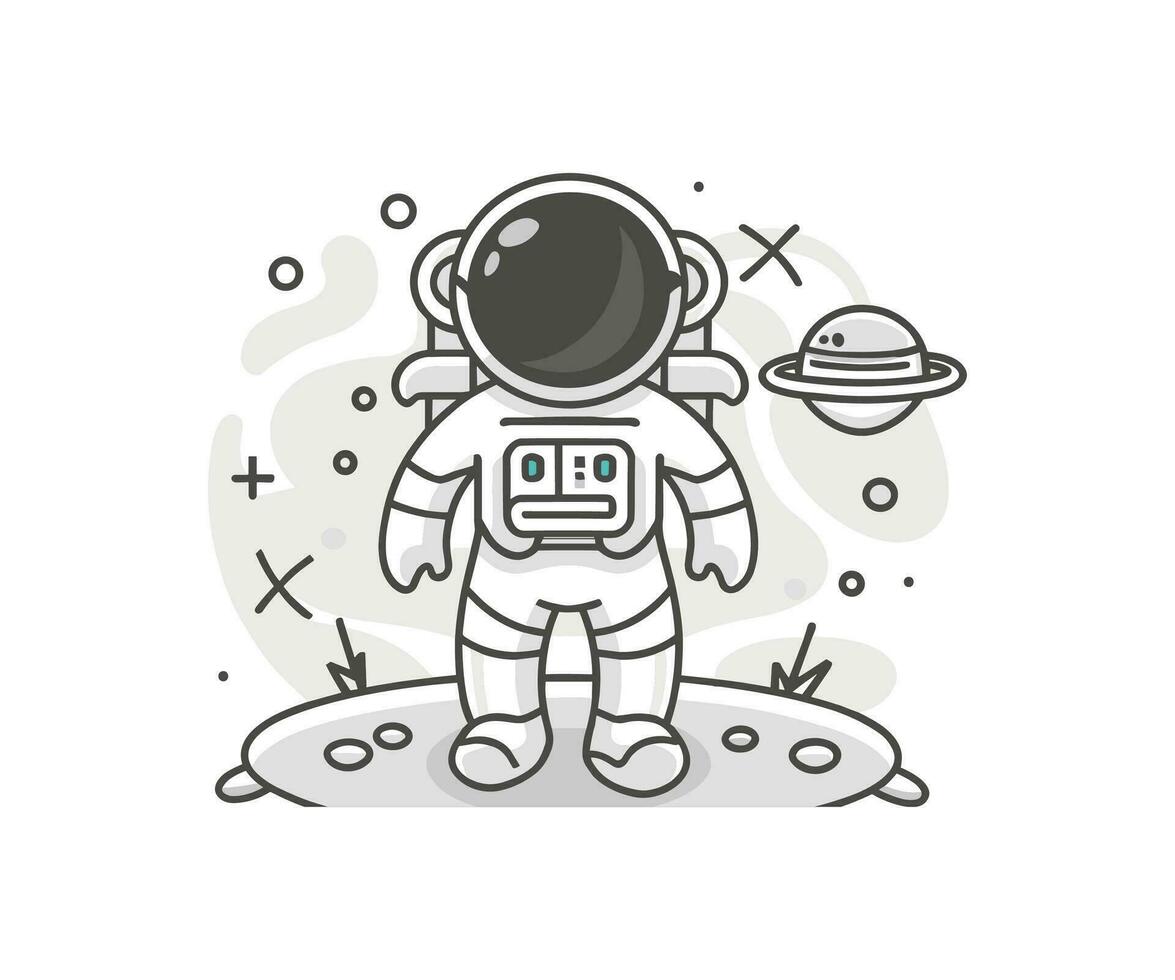 vector cute astronaut illustration, cartoon flat isolated