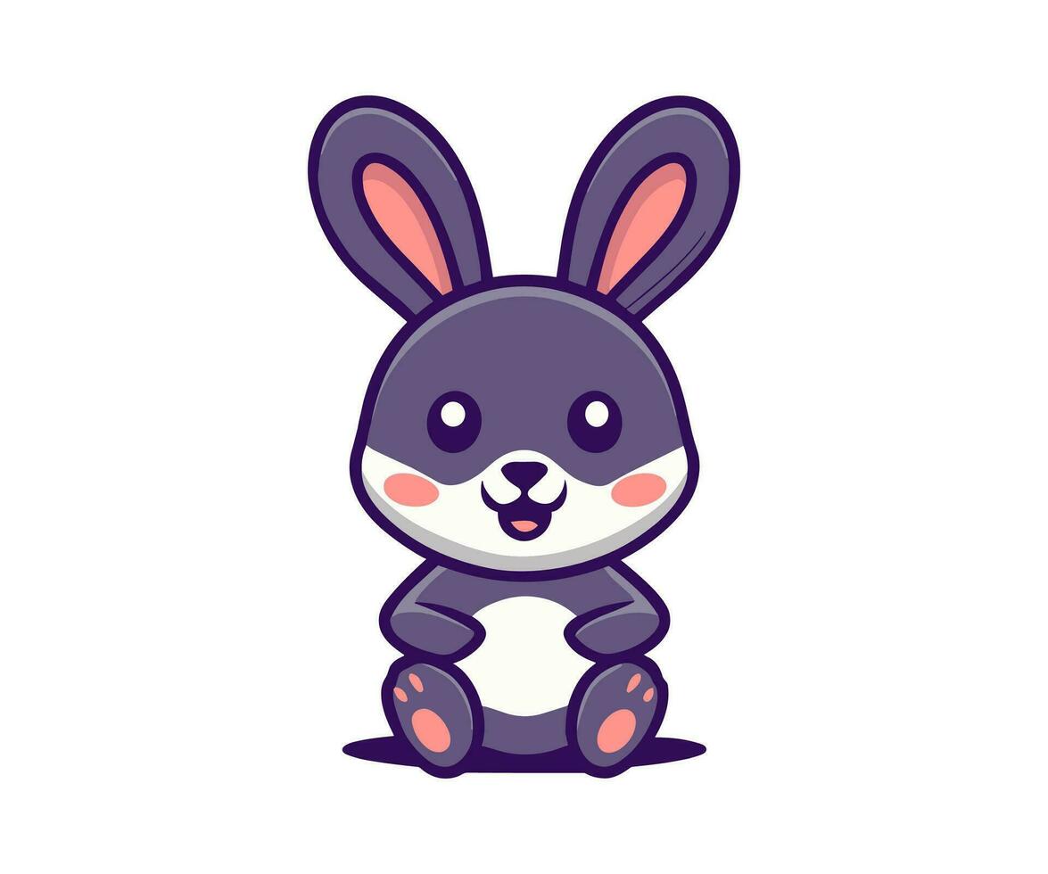 vector cute bunny illustration, cartoon flat isolated