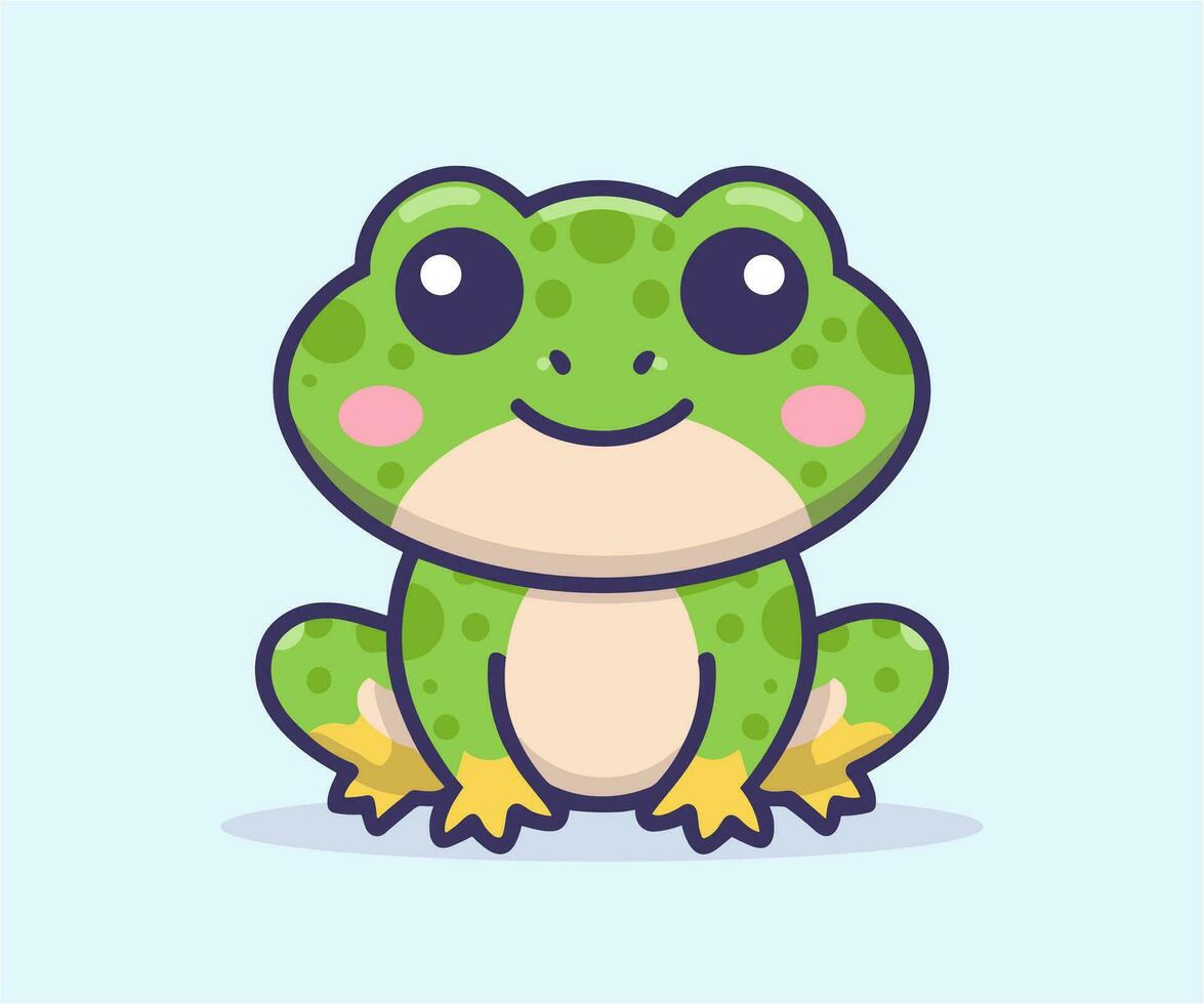 vector cute frog illustration, cartoon flat isolated
