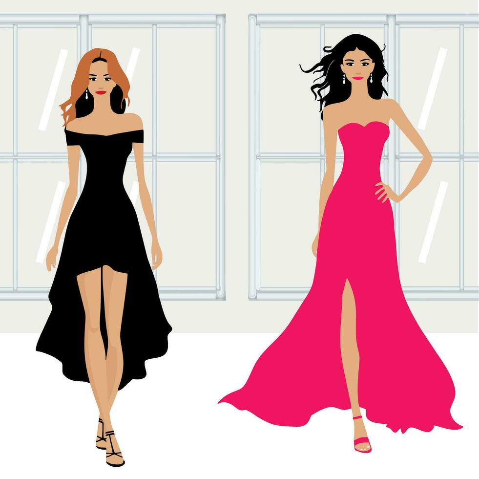 illustration of women's clothing models vector