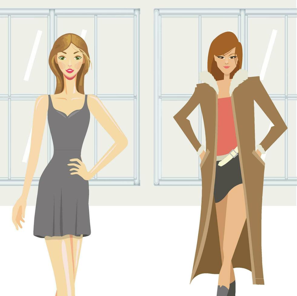 illustration of women's clothing models vector
