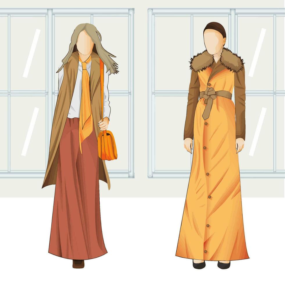 illustration of women's clothing models vector