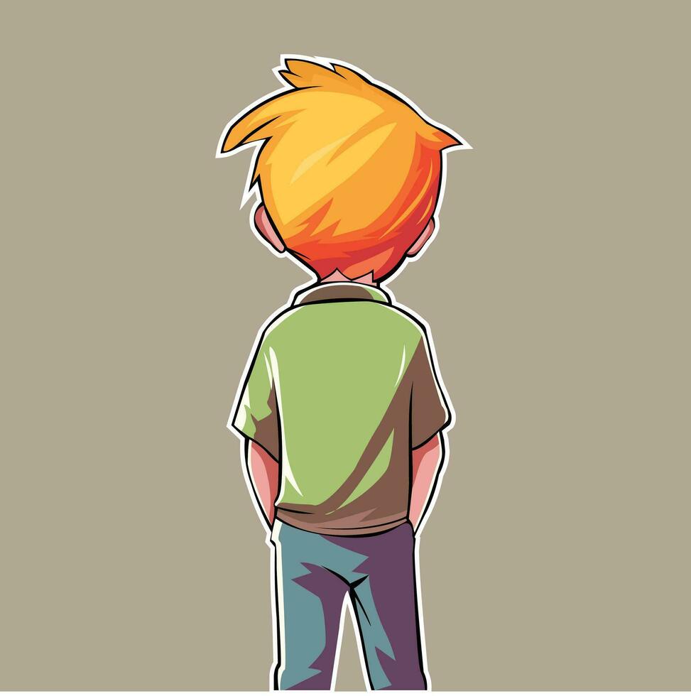 back view of boy illustration vector