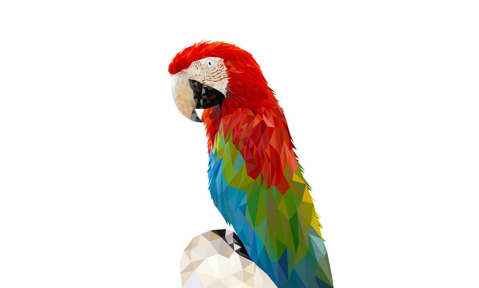 Polygon Graphics Red and green color macaw parrot isolated on a white background vector illustration